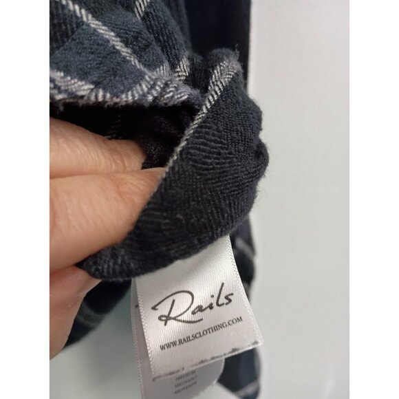 Rails Hunter Shirt Womens Medium Black Plaid Flannel Lurex Button Up Long Sleeve - Picture 5 of 11